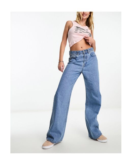 ONLY Blue Maisie Low Waisted baggy Wide Leg Jeans