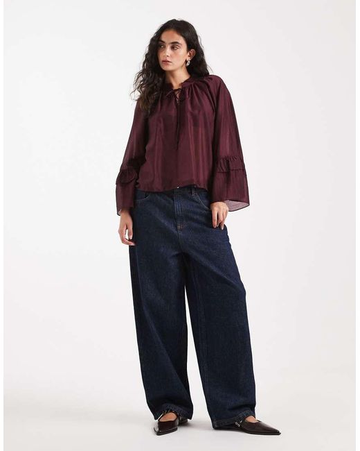 Vero Moda Red exaggerated Sleeve Ruffle Detail Boho Blouse