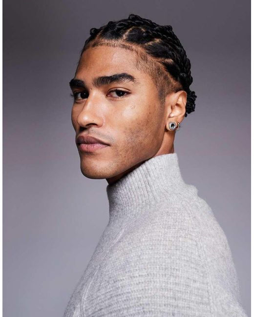 ASOS Gray Super Oversized Knit Wool Blend Funnel Neck Sweater for men
