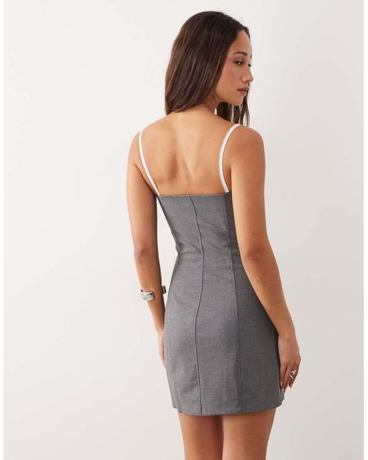 The Frolic Gray Exclusive Lace Bra Insert Detail Structured Cami Mini Dress