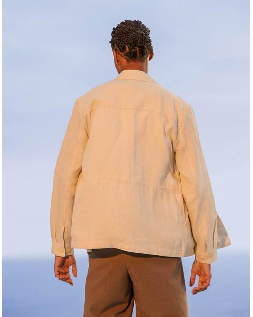 Chaqueta Claro Estilo Camisa De Lino De -Neutro Mango de hombre de color Natural