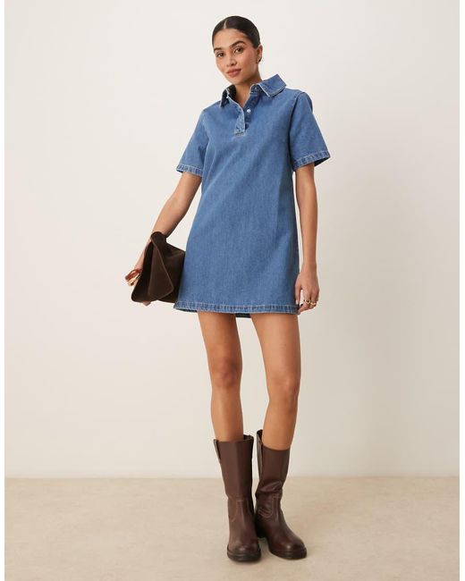 ASOS Blue Denim Polo Mini Dress