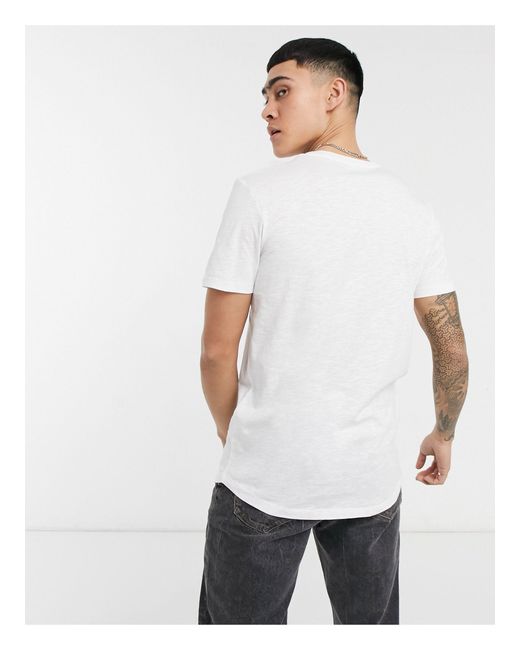 Jack & Jones Originals Longline Curved Hem T-shirt in White for Men | Lyst