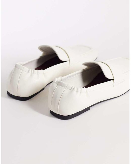 ASOS White Melody Square Toe Soft Loafers