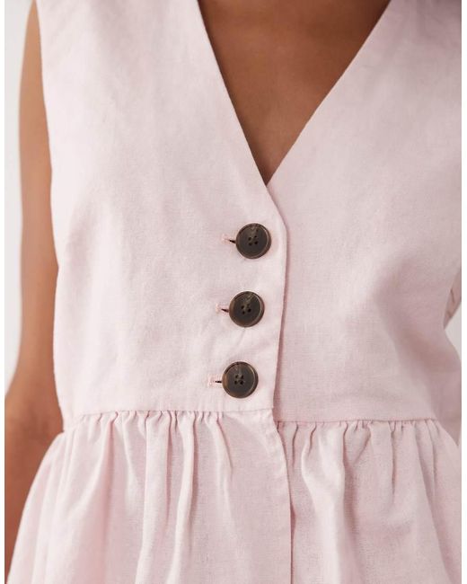 Y.A.S Pink Button Front Peplum Hem Sleeveless Top