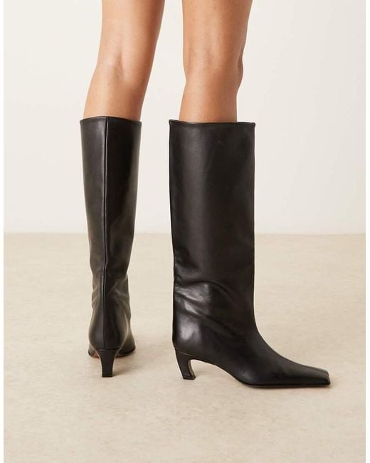 ASOS Black Candace Premium Pull On Chisel Toe Knee Boots
