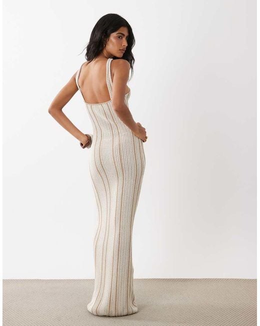 ASOS Multicolor Crochet Knit Halter Maxi Dress With Trim