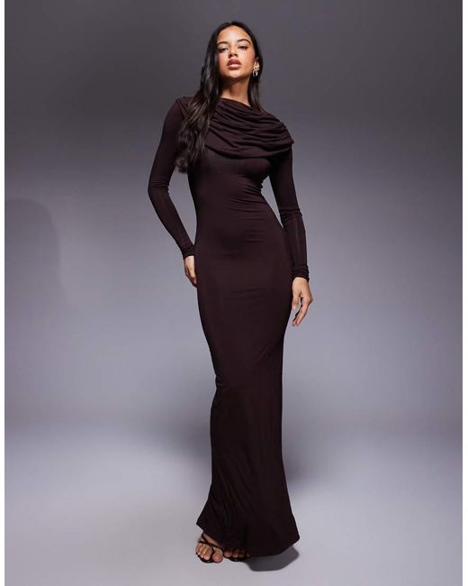 Wanderdoll Blue Grace Double Layered Cape Drape Detail Long Sleeve Maxi Dress