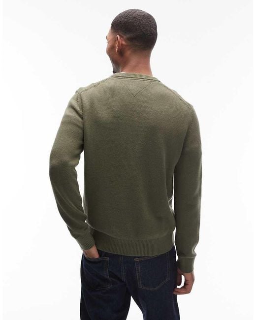 Tommy Hilfiger Green Chest Logo Slim Jumper for men