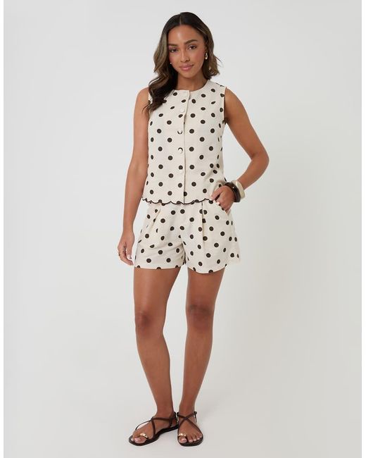 Threadbare White Polka Dot Tailored Top