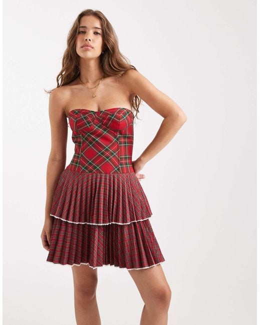Tommy Hilfiger Red Tommy Girl Tartan Bustier Dress