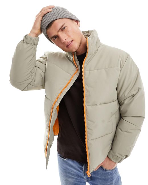 Only & Sons Natural Heavyweight Boxy Cropped Puffer Jacket for men