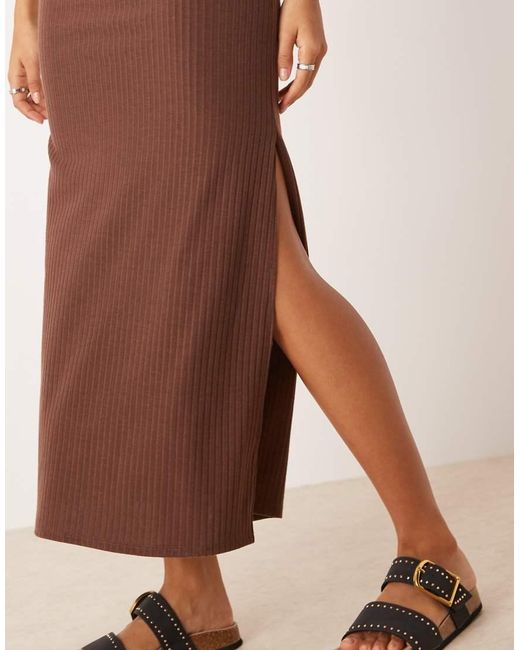 ASOS Natural Ribbed Sleeveless Racer Knot Waist Midi Dress