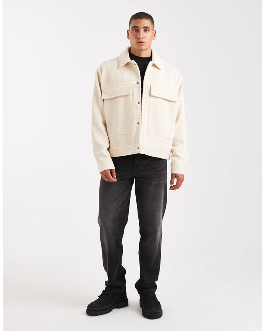 Blouson harrington imitation laine - beige ASOS pour homme en coloris Natural
