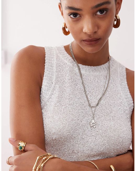 Monki Pink Knitted Mini Dress With Sequin Detail