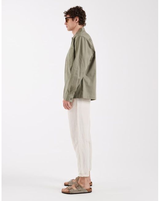 SELECTED Natural Linen Blend Tapered Trousers for men