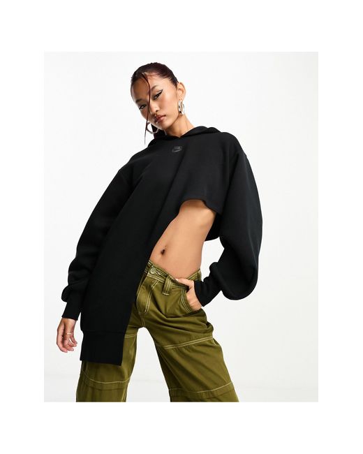 Nike Tech Fleece Oversized Asymmetrical Hoodie in Black | Lyst