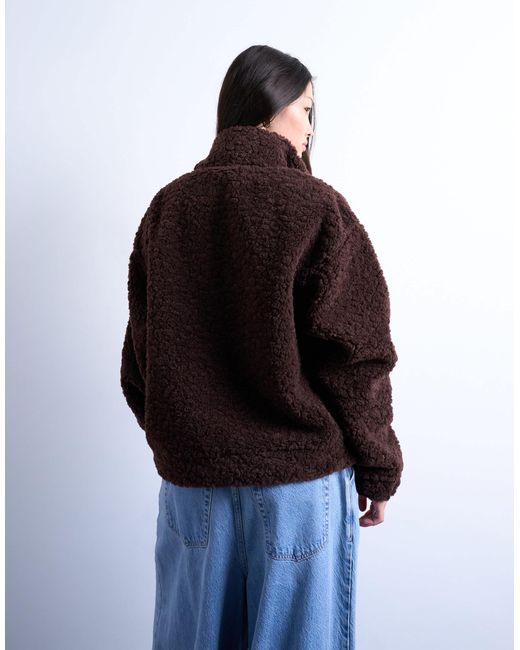 TOPSHOP Black – teddyfell-oberteil