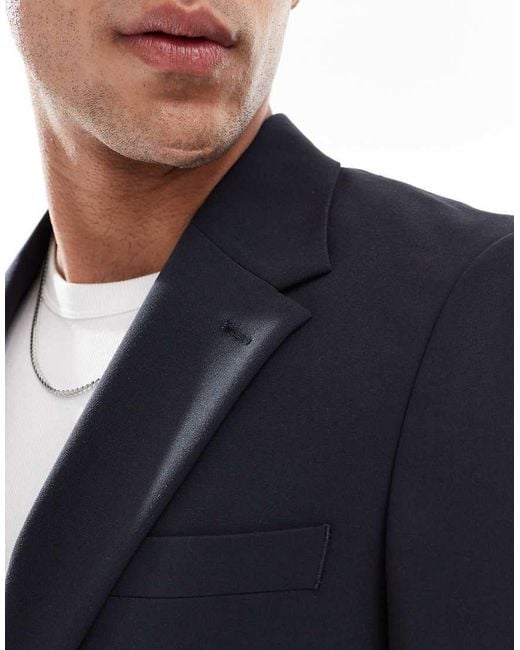 ASOS Blue Four Way Stretch Skinny Suit Jacket for men