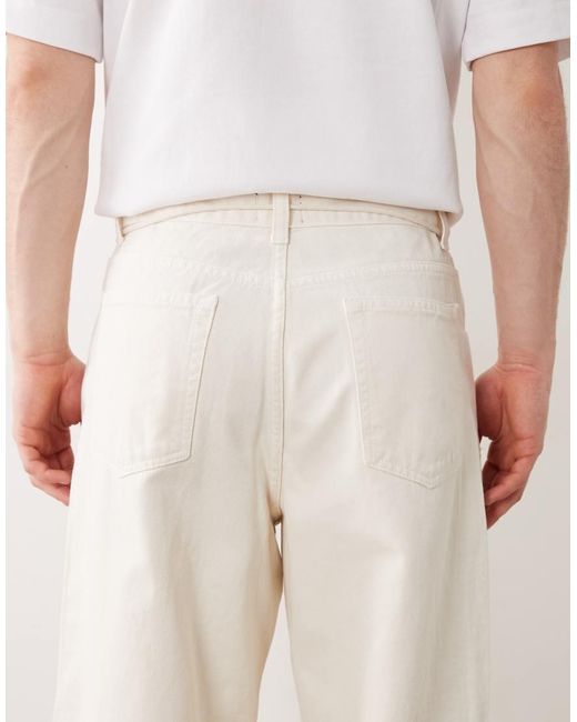 ASOS White Loose Straight Trousers On Ecru With Belt for men