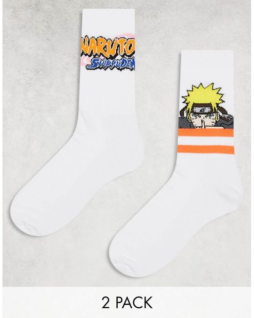 ASOS White 2 Pack Socks With Naruto for men