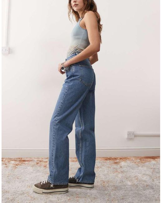 Weekday Blue Resolute High Waist Straight Leg Jeans