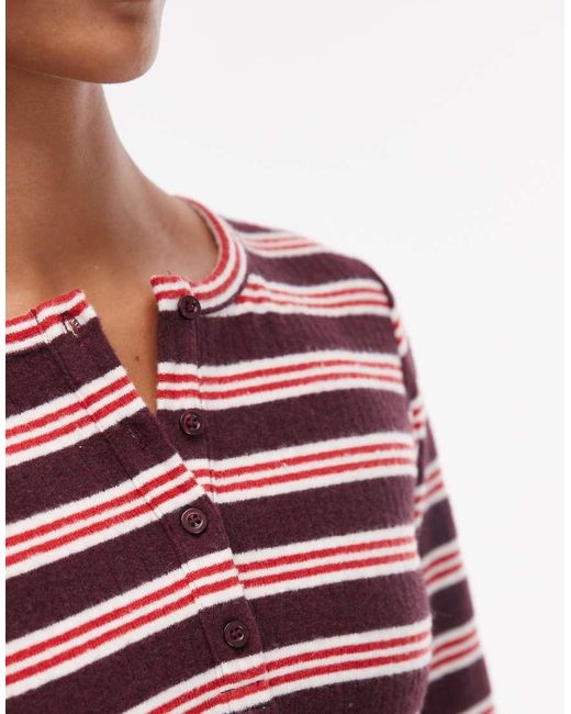 Reclaimed Vintage Red Long Sleeve Henley Top
