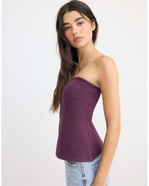 Stradivarius Blue Bandeau Sweetheart Neckline