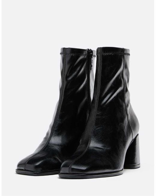 Stradivarius Black Basic Mid-heel Ankle Boots