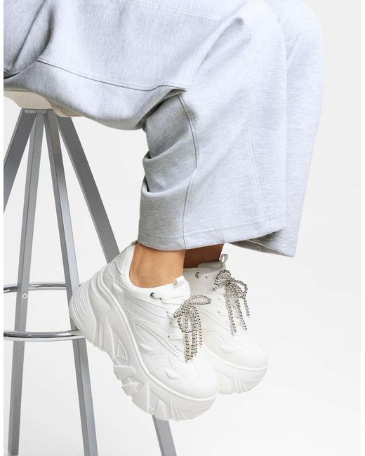 Bershka White Xl Platform Trainers