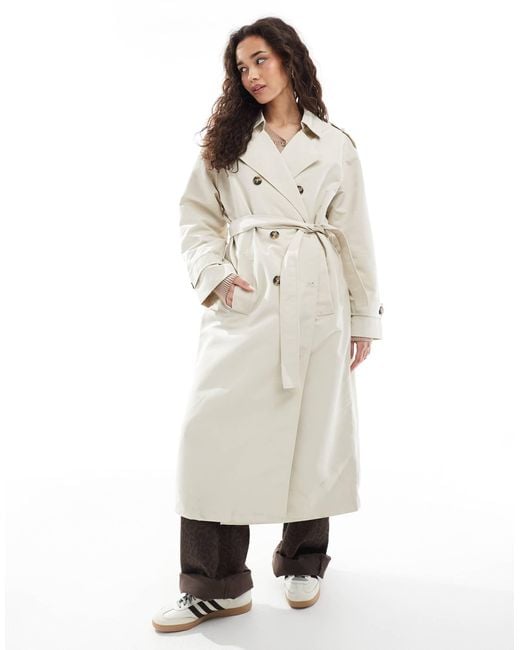 Vero Moda White Longline Belted Trench Coat