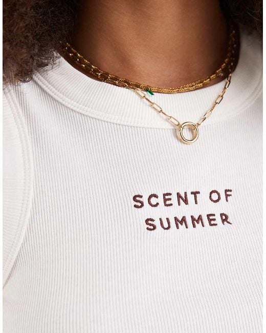 Vero Moda Brown Scent Of Summer Embroidered Graphic Rib Vest
