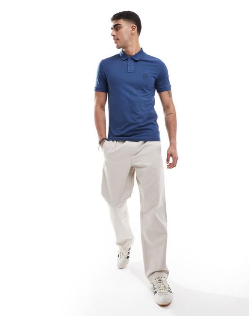 Boss Blue Passenger Icon Logo Slim Fit Pique Polo for men