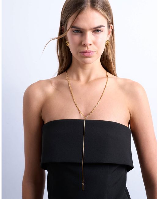 TOPSHOP Black Morgan Stainless Steel Twisted Long Chain Necklace