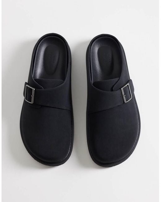 ASOS Black Mule Sandals With Buckle for men