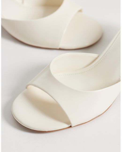 Mango White Heeled Mules