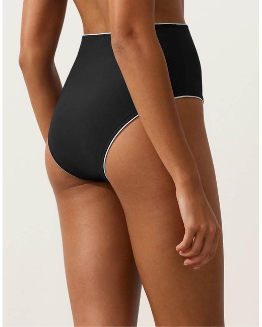Oysho Black Classic High-Waisted Bikini Briefs With Piping