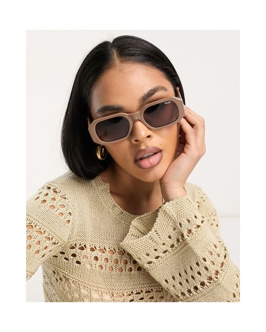 Quay Hyped Up Rectangle Sunglasses Quay En Coloris Marron Lyst