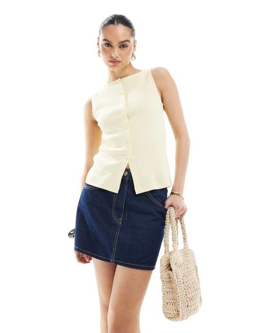 New Look Tanktop Met Knoopsluiting in het Blue