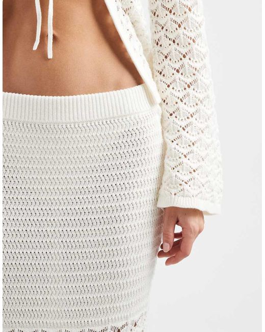 4th & Reckless White Cotton Rich Multi Crochet Maxi Beach Skirt