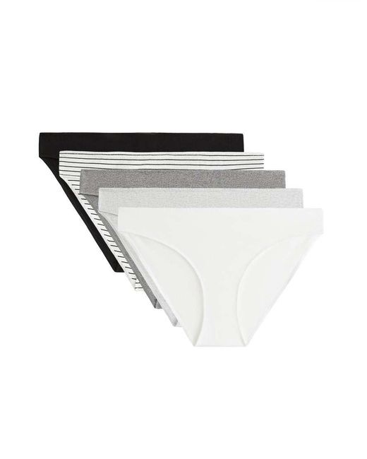 Oysho White 5 Cotton Blend Classic Rib Briefs