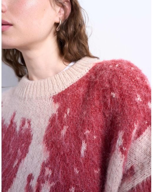 TOPSHOP Knitted Blurred Floral Jumper