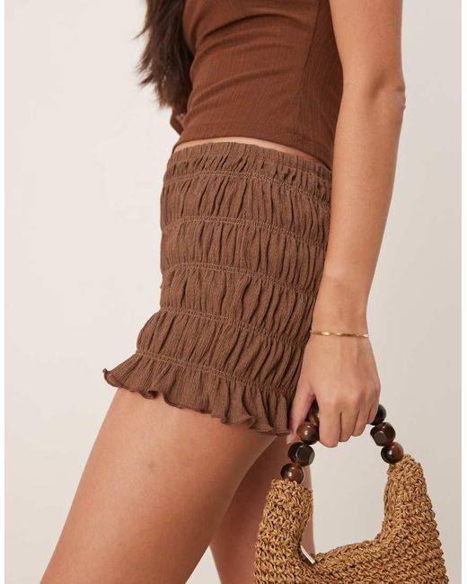 ASOS Natural Textured Shirred Hot Pants