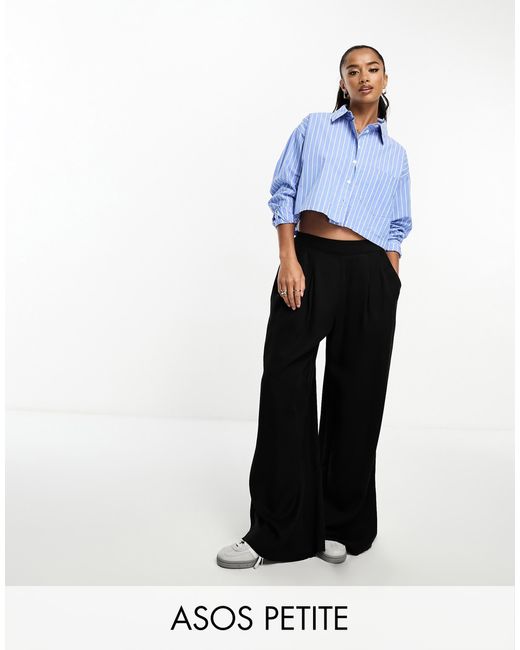 ASOS White Asos Design Petite Clean Front Wide Leg Trouser