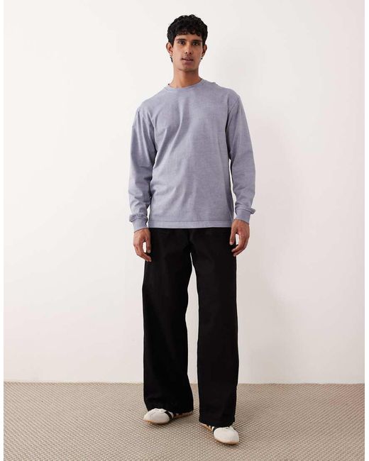 ARKET Purple Pure Cotton Jersey Oversized Fit Long Sleeve T-shirt for men
