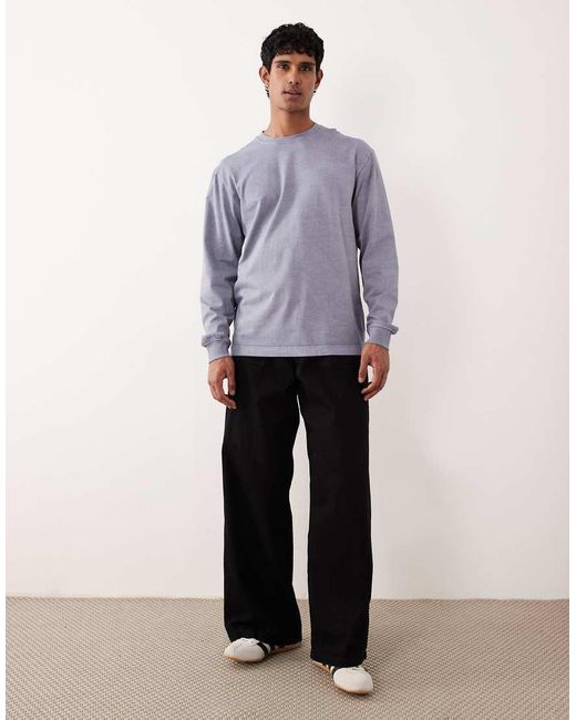 Camiseta Lavado Extragrande De Manga Larga De Punto Liso De Algodón Puro De ARKET de hombre de color Purple