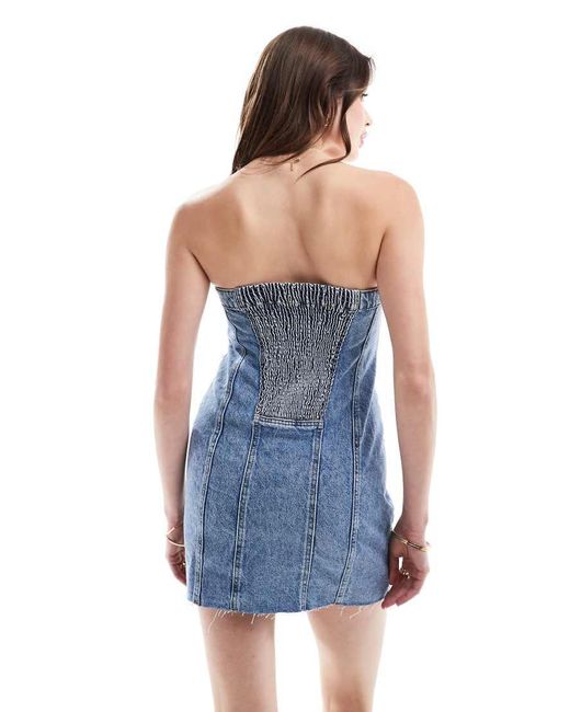 ONLY Blue Corset Button Down Denim Mini Dress