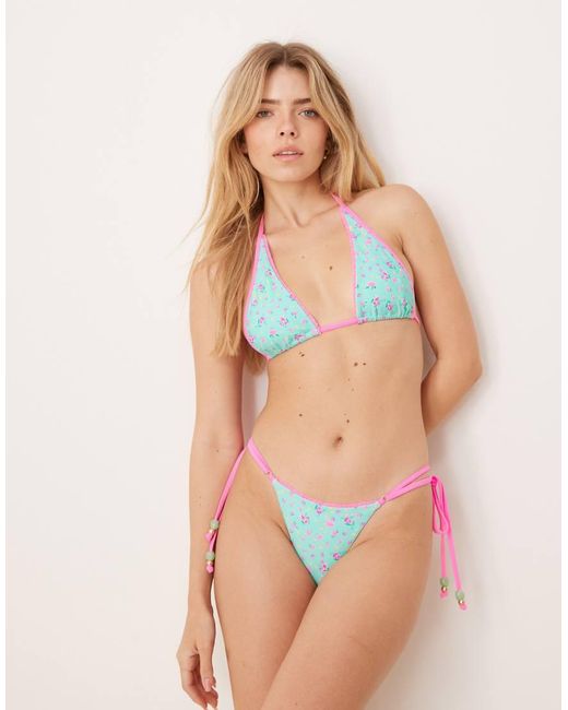 Kulani Kinis Blue Tie Side Thong Bikini Bottom