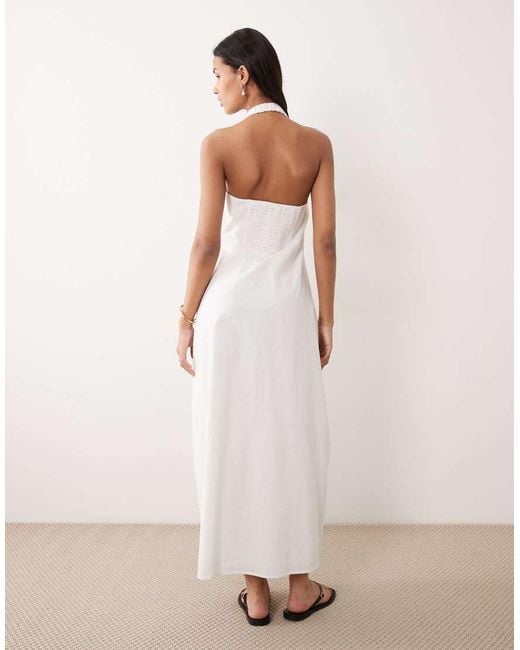 ASOS Pink Cotton Linen Halter Neck Wrap Maxi Sundress