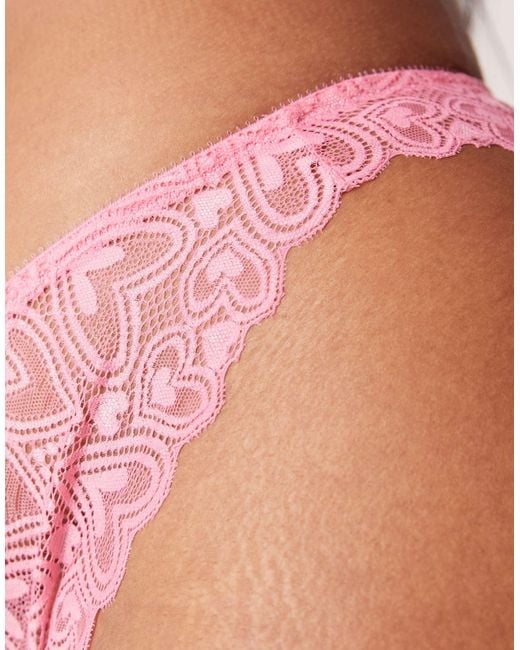 ASOS Red Asos Design Curve Blake Heart Lace Brazilian With Corset Detail